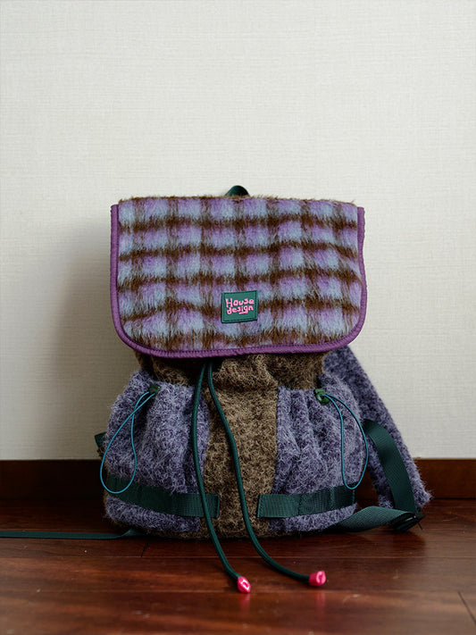 Textured Mixed-Media Plush Backpack