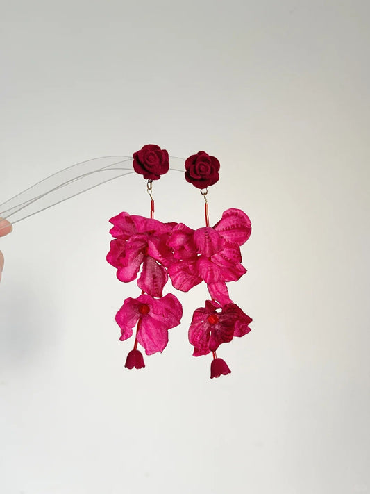 Red Petal Earrings
