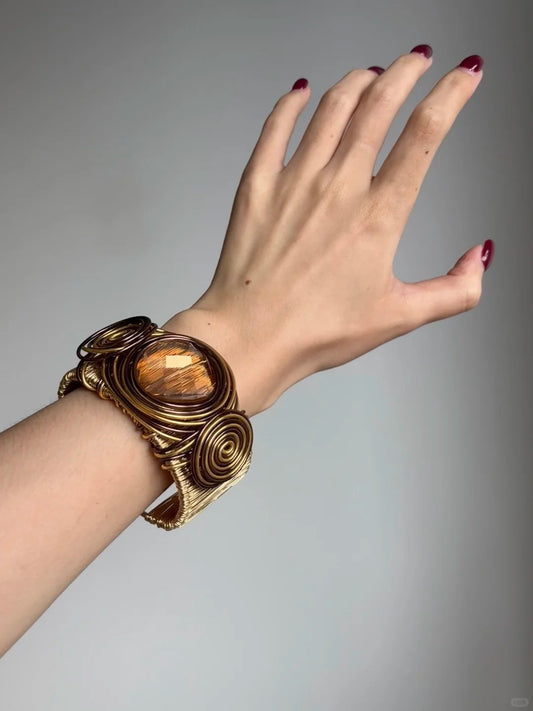 Brass Crystal Cuff