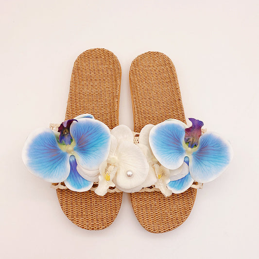 Phalaenopsis Cotton And Linen Woven Slippers