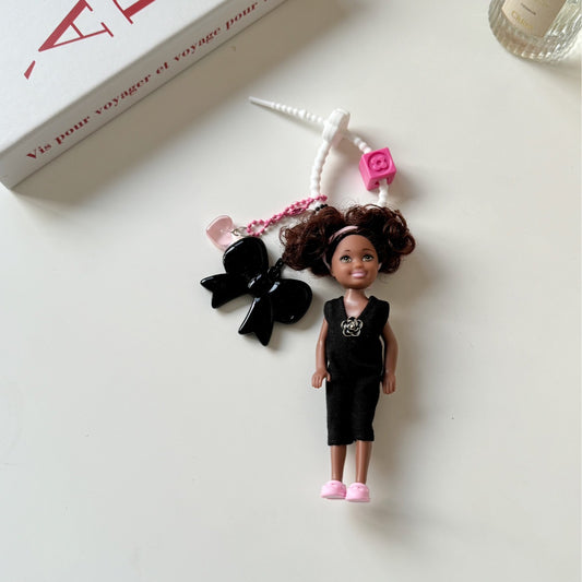 Handmade Barbie doll summer sweetheart bag charm, cute and unique accessory for Miu Miu, Chanel, Prada, LV, Coach, Balenciaga, Fendi, Loewe bags, trendy gift idea.
