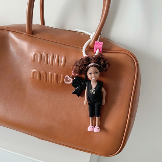 Handmade Barbie doll summer sweetheart bag charm, cute and unique accessory for Miu Miu, Chanel, Prada, LV, Coach, Balenciaga, Fendi, Loewe bags, trendy gift idea.