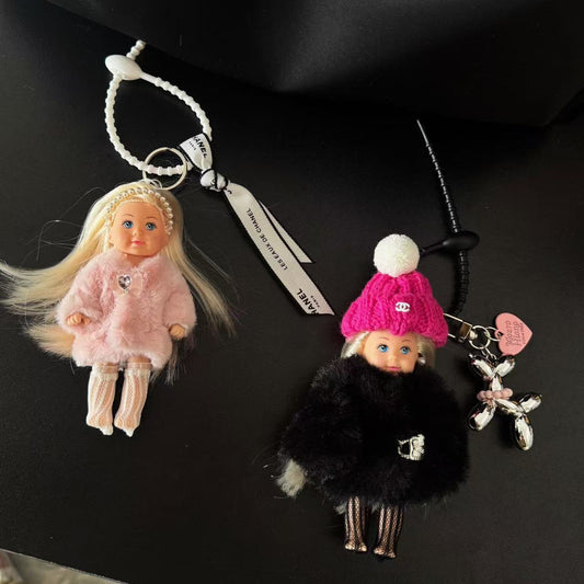 Handmade Barbie princess bag charm, luxurious and cute accessory for Miu Miu, Chanel, Prada, LV, Coach, Balenciaga, Fendi, Loewe bags, perfect gift for fashion lovers.