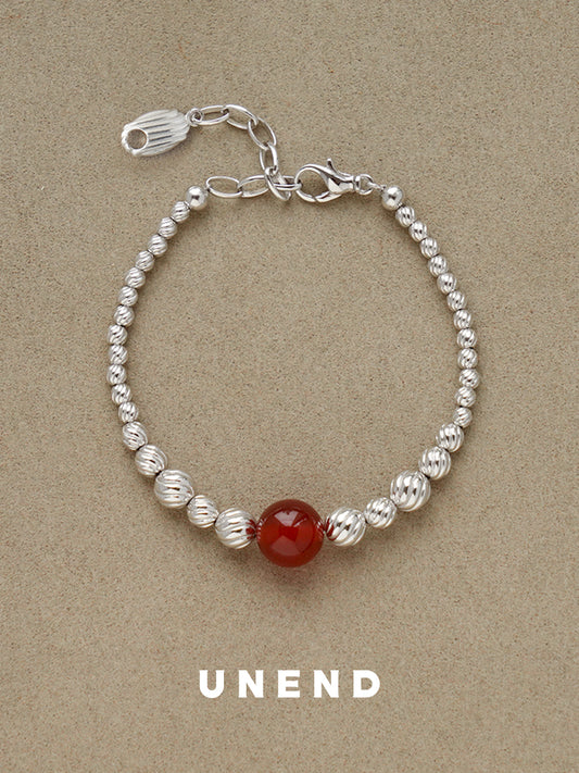 TOWARD Agate Silver Ball Bracelet