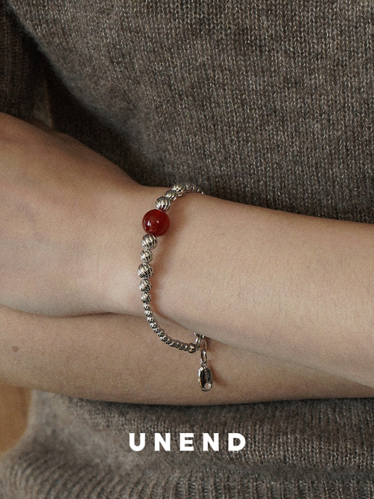 TOWARD Agate Silver Ball Bracelet