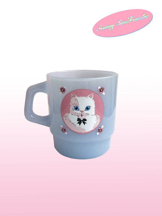 Antique Kitty Glass Mug