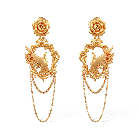 Thornbird with Rose Earrings