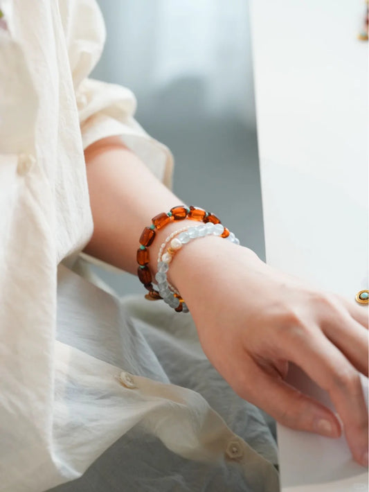 Celestial Glow Amber Turquoise Bracelet