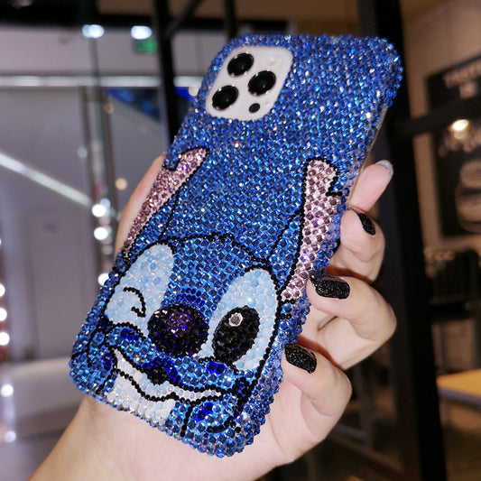 Handmade Rhinestone Stitch Phone Case featuring shimmering rhinestones and intricate stitching, providing stylish protection for your phone.