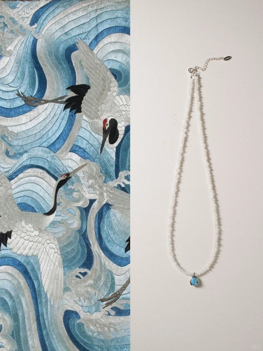 Moonlit Blue Opal Pendant Necklace