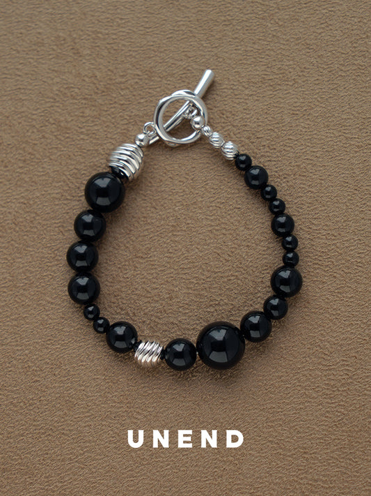 DARK ECHO Black Onyx Beaded Bracelet