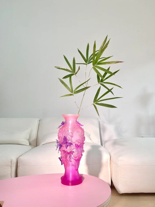 Pink Butterfly Vase
