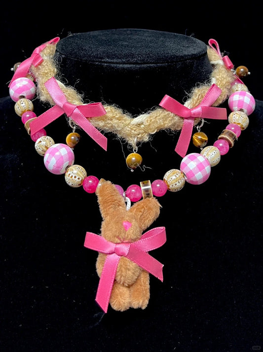 Pink Teddy Bear Choker