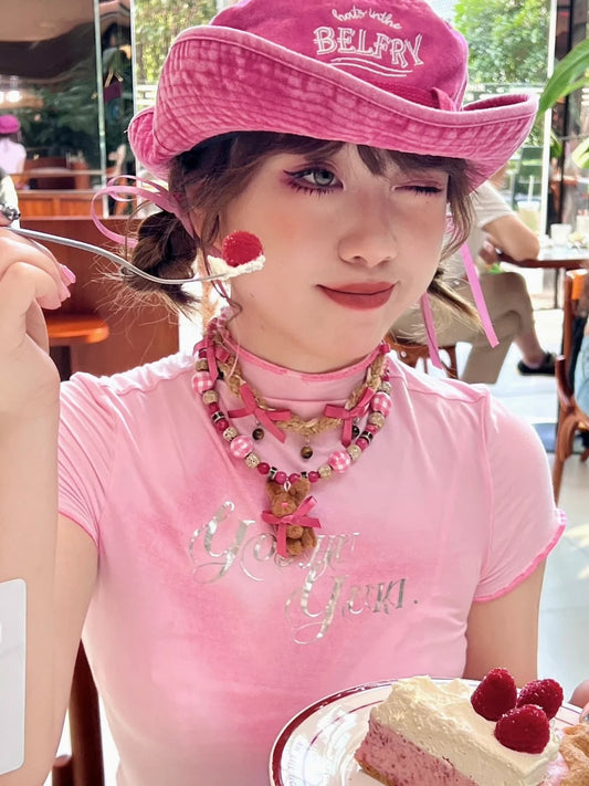 Pink Teddy Bear Choker