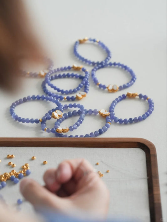 Purple Tanzanite Butterfly Beaded Bracelet