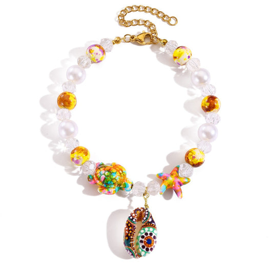 Rainbow Turtle and Shell Bracelet