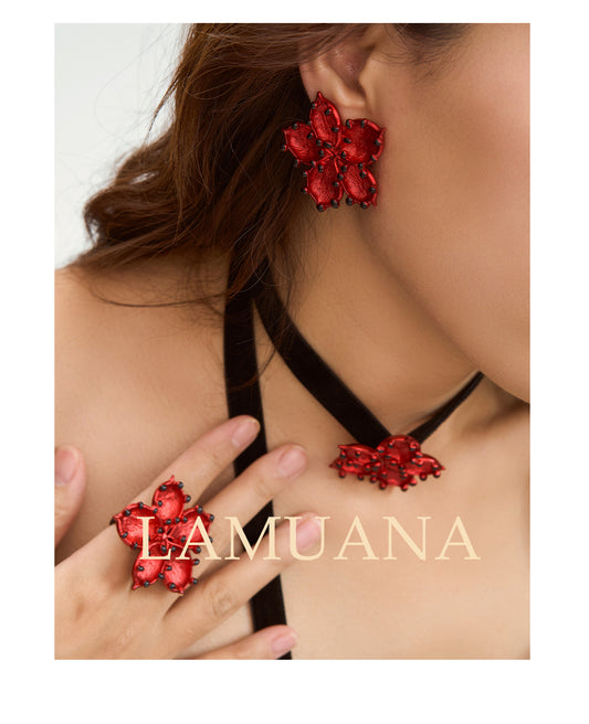 Red Blossom Earrings