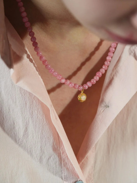 Rhodochrosite Dream with Opal Necklace