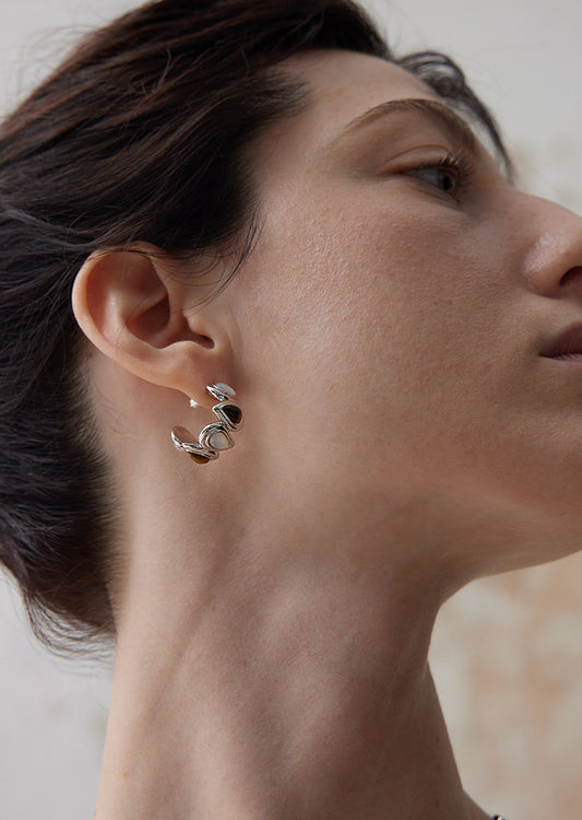 COVE Tiger Eyes C-shaped Earrings