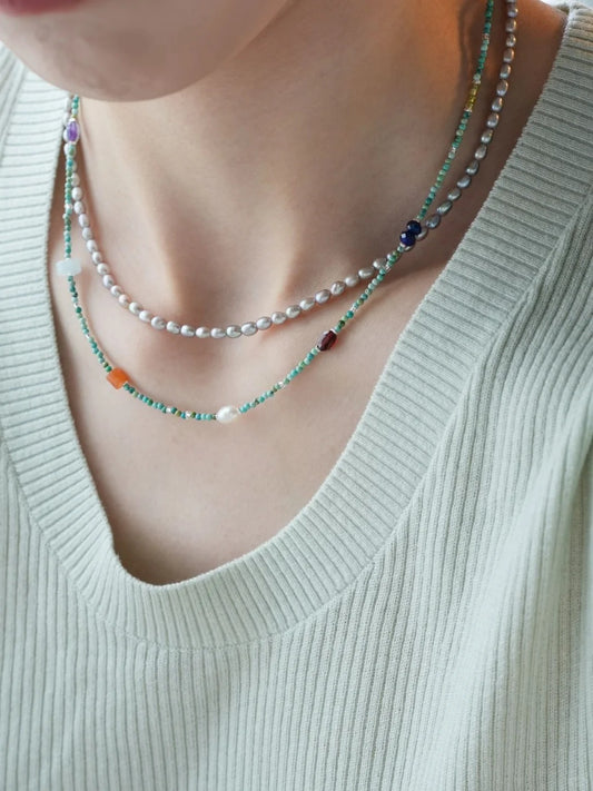 Turquoise Bliss Rainbow Crystal Necklace