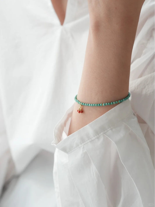 Turquoise with Red Agate Elegance Bracelet