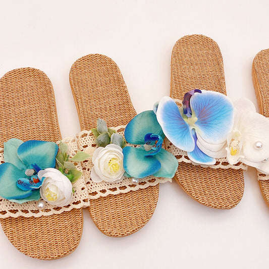 Phalaenopsis Cotton And Linen Woven Slippers