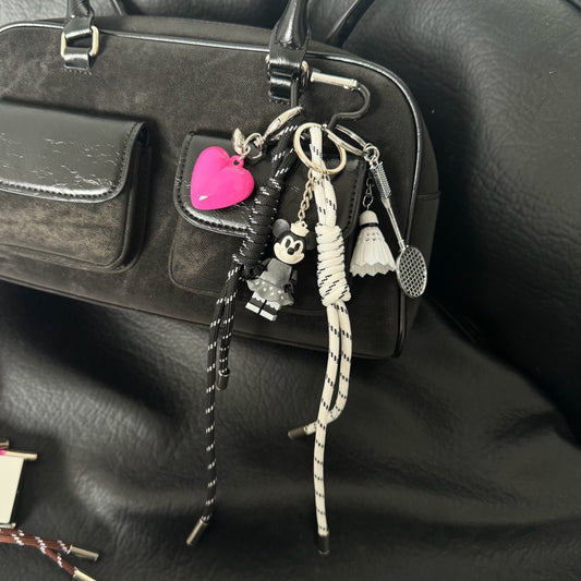 Handmade leather badminton bag charm, cute and unique accessory for Miu Miu, Chanel, Prada, LV, Coach, Balenciaga, Fendi, Loewe bags, perfect gift.
