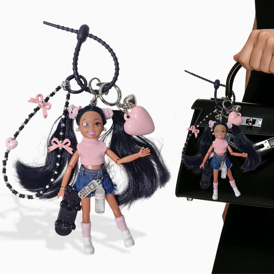 Denim Pigtails Barbie Doll Bag Charm