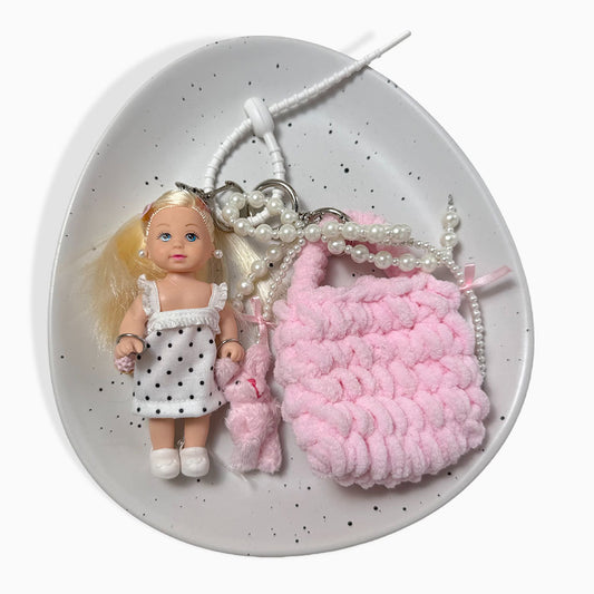Pink Knit Barbie Bag Charm