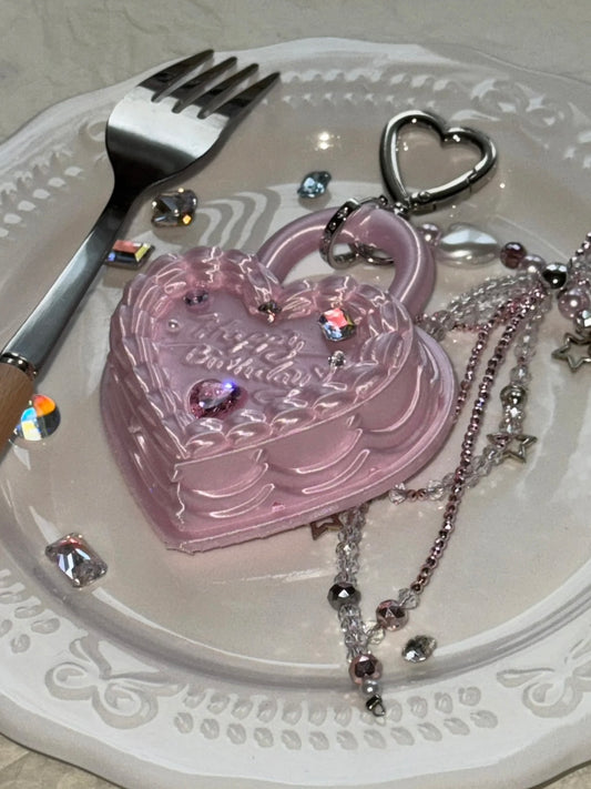 Pink Birthday Cake Bag Charm