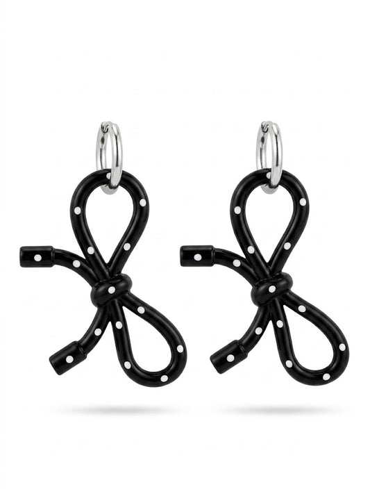 Retro Polka Dot Bow Earrings