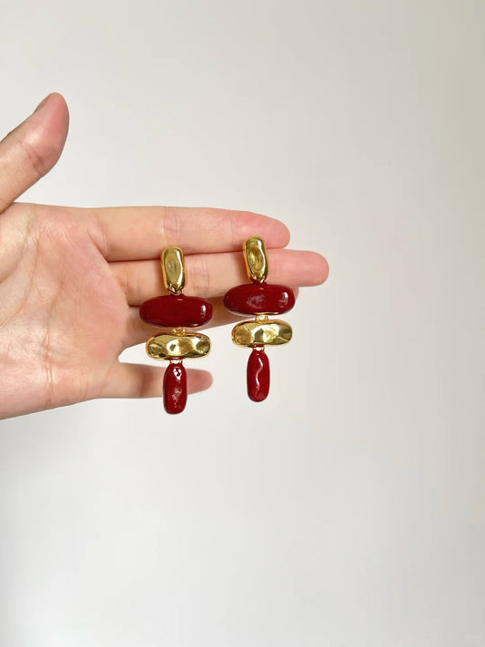 Gold & Red Earrings