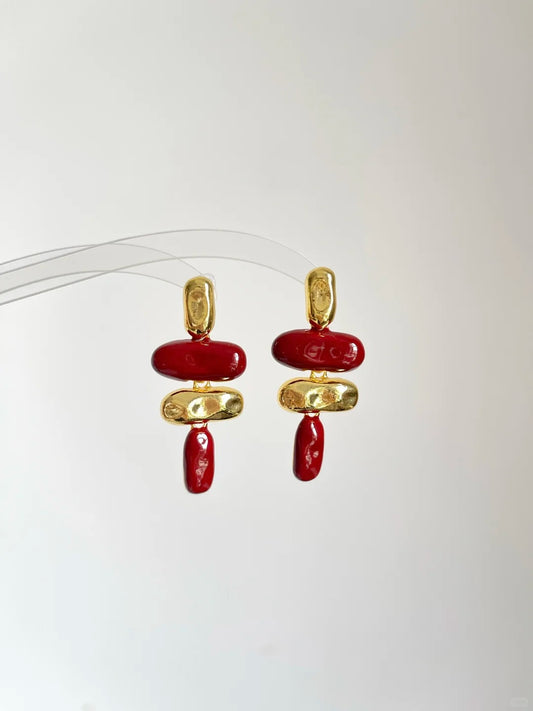 Gold & Red Earrings