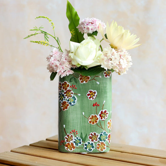 Handmade ceramic hand-painted flower and bird vase,Pastoral