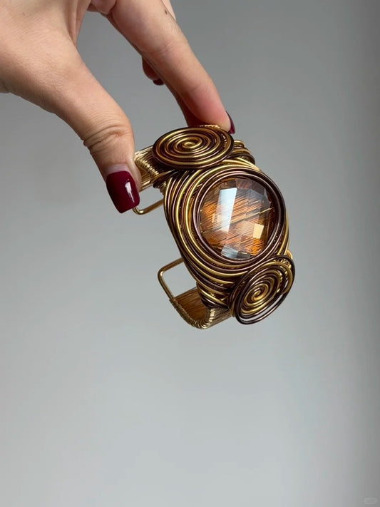 Brass Crystal Cuff