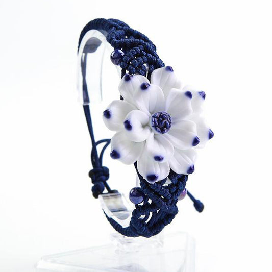 Handmade Ceramic Lotus Woven Bracelet