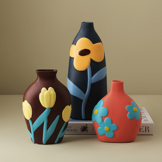 Hand Painted Colorful Ceramic Vase