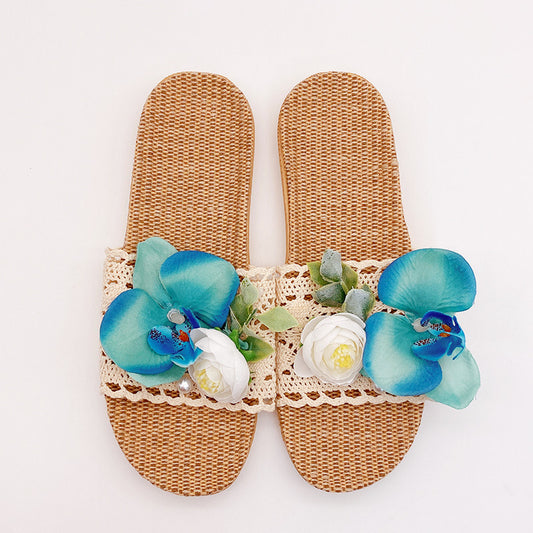 Phalaenopsis Cotton And Linen Woven Slippers