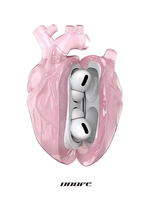 Pink Heart-Shaped Liquid Silicone Protection Case for AirPods