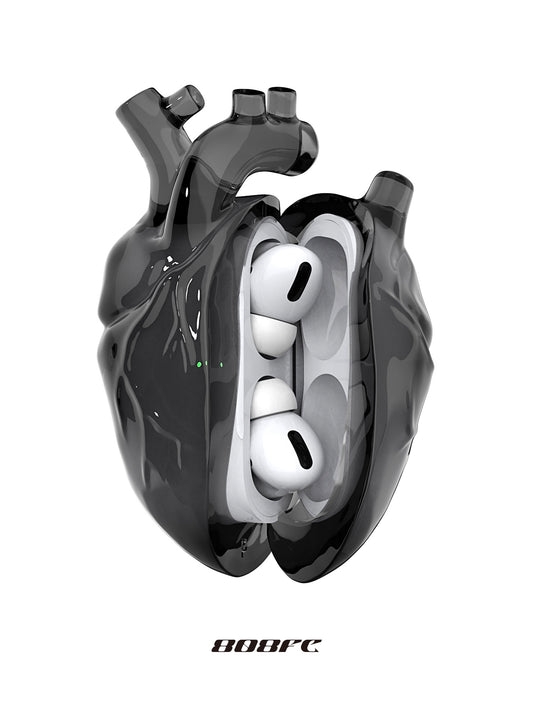 Black Heart-Shaped Silicone Protection Case for AirPods