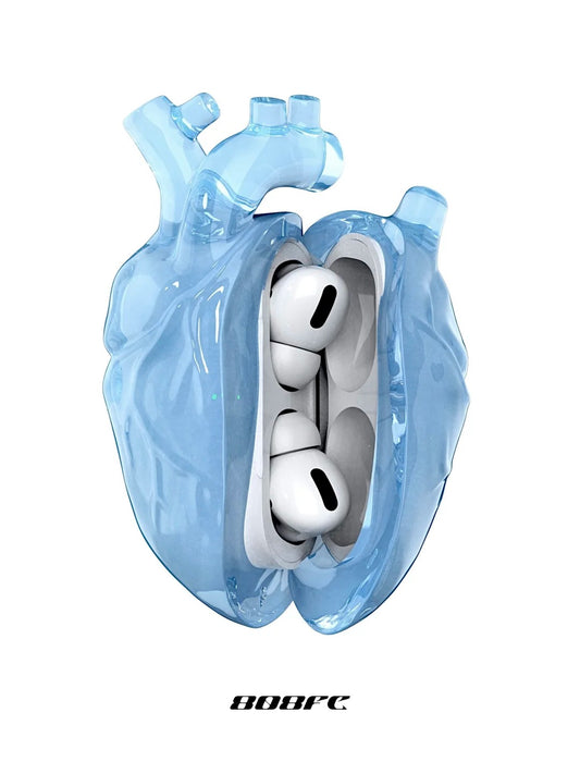 808FC Blue Heart-Shaped Liquid Silicone Protection Case for AirPods