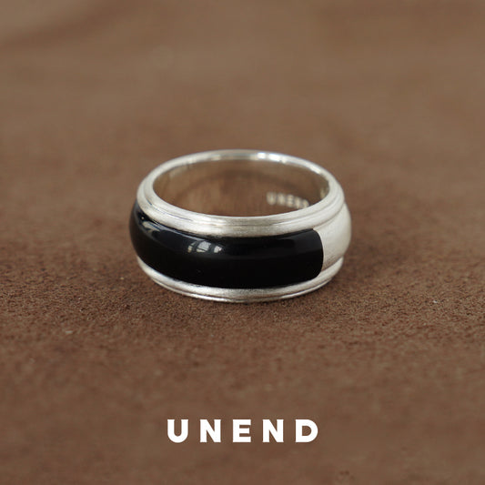 DARK ECHO Black Onyx Inlay Ring: