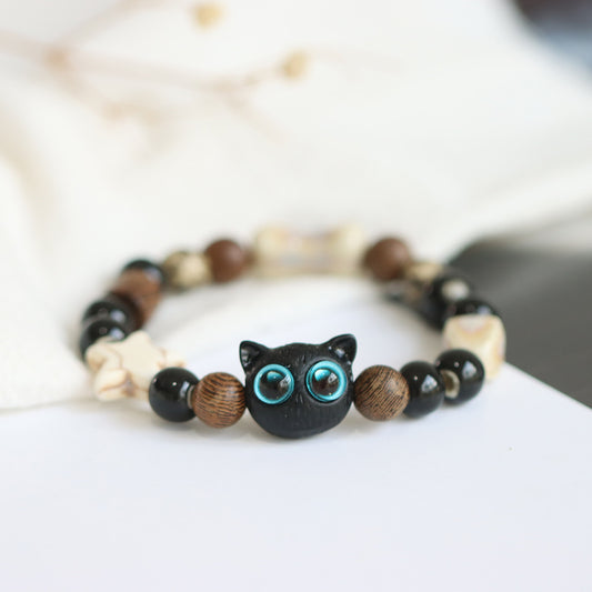 Ceramic Cat Beaded Bracelet