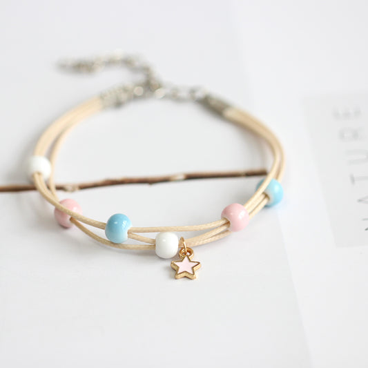 Ceramic Pink Star Bracelet