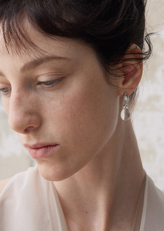 White Crystal Dewy Earrings