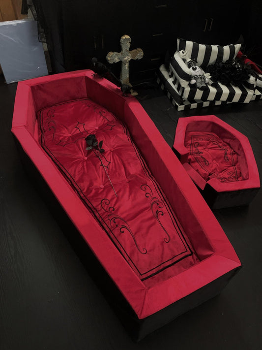 Gothic Coffin Velvet Bed for Humans