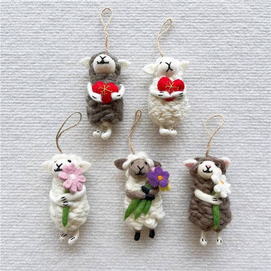 Handmade Wool Felt Sheep Charm