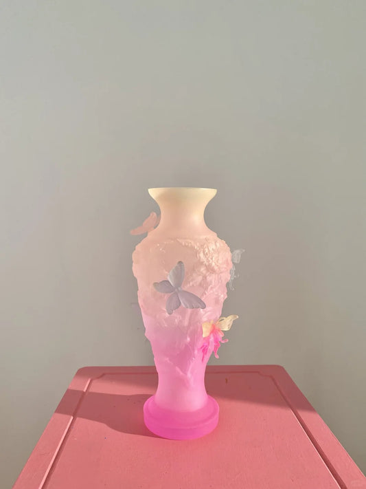 Gradient Pink Butterfly Dream 3D Printed Vase