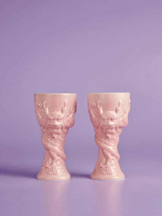 Handcrafted Pink Ceramic Dragon Cups