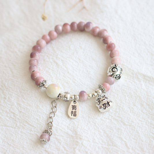 Handmade Ceramic Wealth and Good Fortune Bracelet